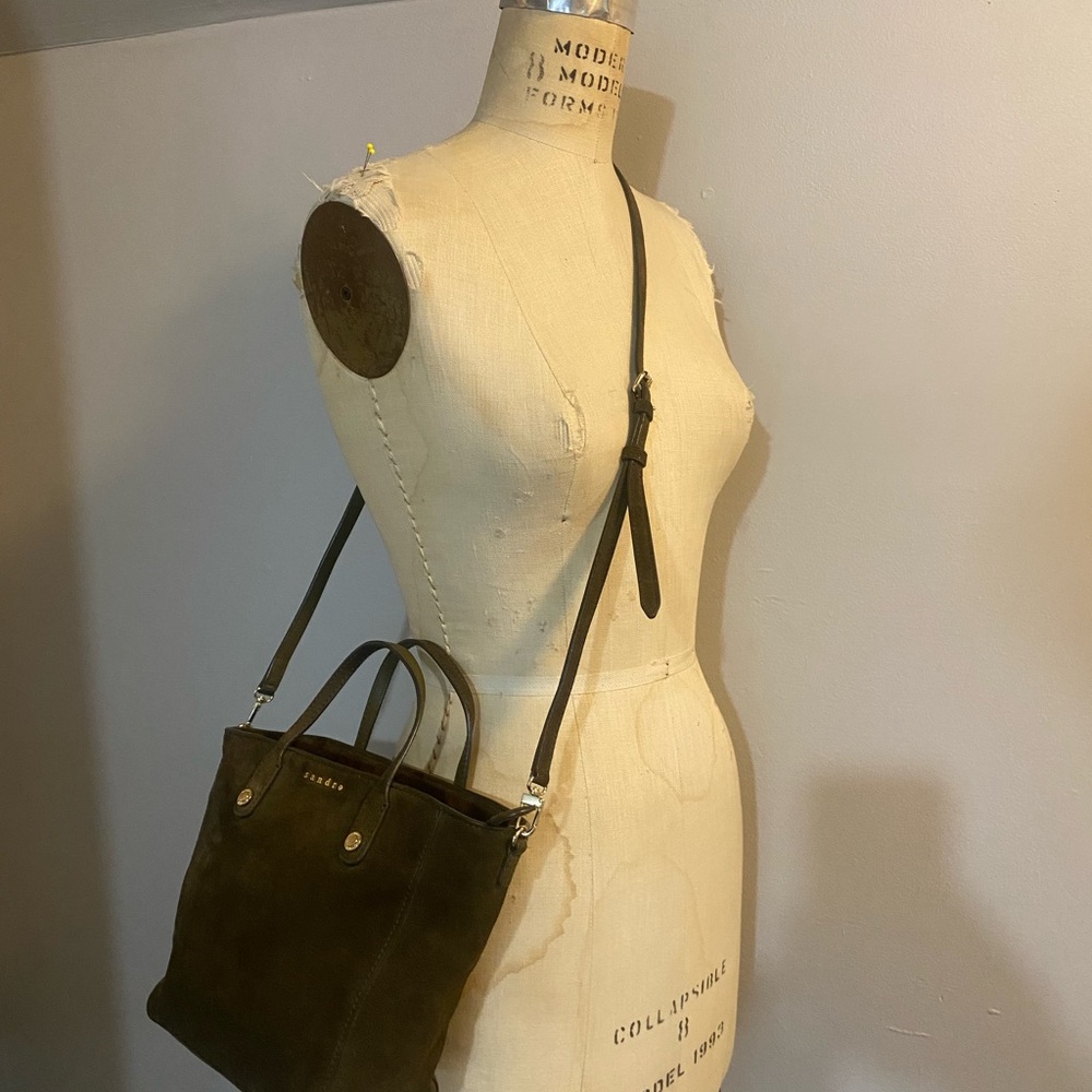 Sandro Green Tote crossbody/satchel with Structured Design and Silver Hardware - Picture 9 of 9